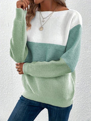 Pulover din tricot color-block