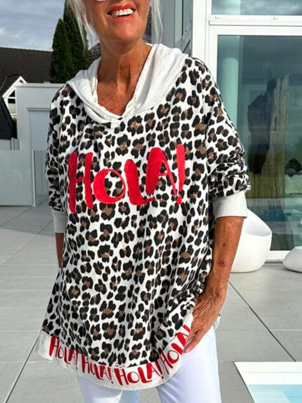 Hanorac casual dama cu imprimeu leopard