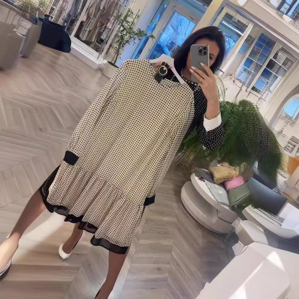 【S-5XL】Rochie elegantă cu buline din bumbac de înaltă calitate